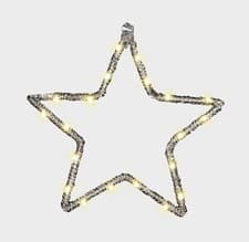 Image of LED Star Hanging Light Pre Lit Christmas Design 20 Warm White LEDs Battery Timer