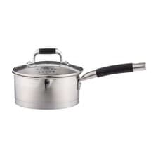 Image of Sauce Pan Stainless Steel Tempered Glass Lid Non Stick Pot Induction Safe 20cm
