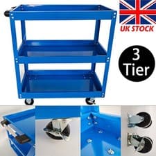 Image of Tool Storage Heavy Duty Garage Trolley Workshop DIY 3 Tier Wheel Cart Shelf