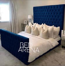 Image of Plush Velvet Florida Bed Chesterfield Bed Upholstered Bed Double King Super King