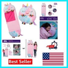 Image of Transformable Rainbow Unicorn Sleeping Bag & Pillow for Cozy Sleepovers - 54x20
