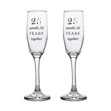 Image of 25th Anniversary Champagne Flutes Glasses Set Of 2 Amore By Juliana Love Wedding