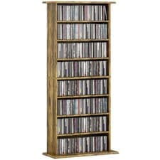Image of HOMCOM CD Storage Unit DVD Tower Blu-ray Storage Shelf for Living Room Brown