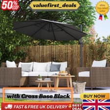 Image of Outsunny 3 x 3(m) Cantilever Roma Parasol Garden Umbrella with Cross Base Black