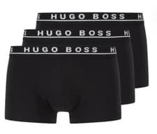Image of HUGO BOSS MENS BOXERS TRUNKS 3 PACK BLACK/ BLACK/ BLACK CLASSIC FIT S - 2XL UK