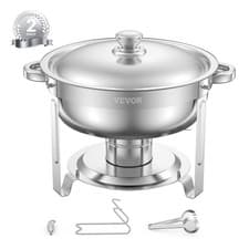 Image of VEVOR 5 Qt 2 Pack Round Chafing Dish Buffet Set Full-Size Pan Stainless Steel