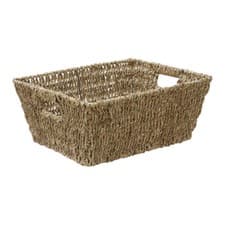 Image of JVL Hand Woven Rectangular Seagrass Storage Baskets, For Home, Office, Bedroom