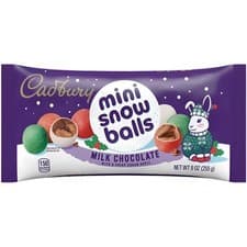 Image of Cadbury Mini Snow Balls Milk Chocolate 255g Bag USA Import