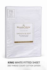 Image of White Fitted Sheet – White 300 Thread Count | 100% Cotton Sateen |