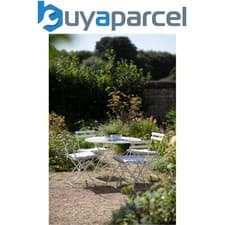 Image of Garden Trading Rive Droite Outdoor Patio 4 Seater Bistro Table Chair Chalk Steel