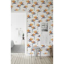 Image of Bird Paradise Light Soft Watercolor Pattern Home wall mural Wallcover Roll