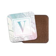 Image of 1 x Letter V Initial Coaster - Pink Ombre Classic Name Birthday Gift #29559