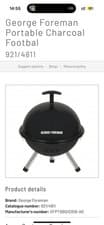 Image of George Foreman Charcoal Portable BBQ BRAND NEW