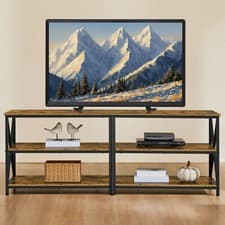Image of Industrial TV Unit for TVs up to 70 In Wood TV Stand for Living Room