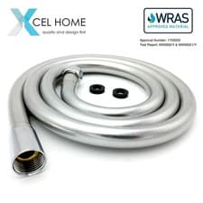 Image of Bathroom Shower Hose, Sturdy Smooth Silver PVC 1.5m Metre Long, WRAS Approved