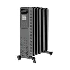 Image of Devola 2500W 11 Fin Oil Filled Radiator Heater Anthracite Black Thermostat Timer