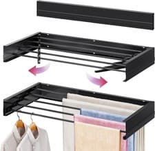 Image of Clothes Drying Rack Wall Mounted Foldable Black Laundry Airer Dry Storage Racks