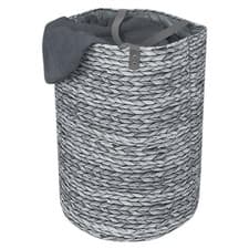Image of Grey Folding Hyacinth Laundry Hamper With Handles 60cm
