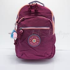 Image of Kipling Seoul Backpack Laptop Travel Bag KI4215 Polyamide Rainbow Fun Purple Fig