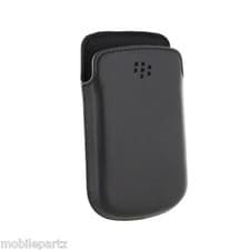 Image of Genuine Official BlackBerry 9900 / 9720 Black Leather Pocket Pouch Case