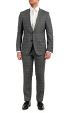 Image of Hugo Boss Men's "Huge6/Genius5_TW" Slim Fit Plaid 100% Wool Two Button Suit