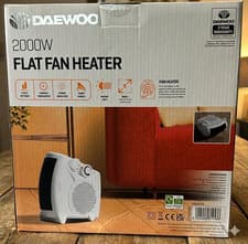 Image of Daewoo 2000W Flat & Upright Fan Heater - Portable Electric Room Warmer - White