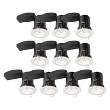 Image of Set of 10 White Fixed GU10 Fire Rated Recessed Ceiling Downlights