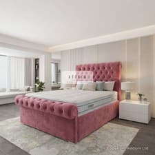 Image of Chesterfield Plush Velvet Ottoman Bed Frame Double King Size Storage Bed UK