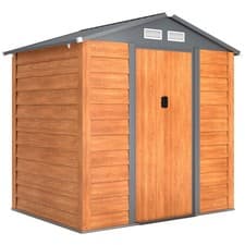 Image of Outsunny 6.5x5.2ft Garden Shed Wood Effect Tool Storage Sliding Door Wood Grain