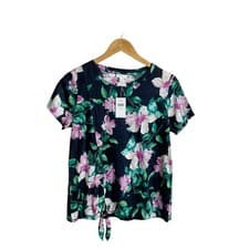 Image of J Jill Floral Linen Tie Side Top Size Small