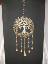 Image of HANDMADE HANGING TREE OF LIFE WITH BELLS & COLOURED BEADS FROM INDIA
