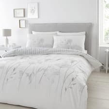 Image of Meadowsweet Floral Reversible Double Duvet Cover Set with Pillowcases White