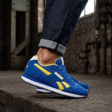 Image of Mens Reebok Classic Trainers All Sizes Glide Blue Suede & Nylon Retro RGBY01