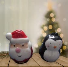 Image of Ceramic Christmas Salt and Pepper Shakers Pots Cruet Set Santa Penguin NEW