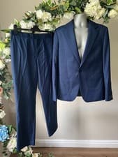 Image of TED BAKER Suit 2 Piece Set Jacket UK M & Trousers 32" Red Slim Fit Blue NEW