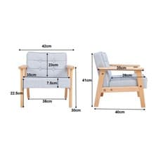 Image of Kids Armchair Wooden Frame Linen Upholstere Sofa Chair Children Bedroom Playroom