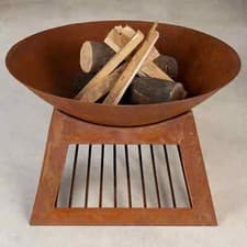 Image of Rust effect Antique Bronze BBQ fire Bowl Pit Round Wood Burning Storage Outdoor