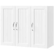 Image of Bathroom Wall Cabinet with 3 Doors Wall Mounted Storage Cupboard with Adjustable