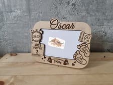 Image of Personalised Wood Photo Frame for Newborn Baby Metric Birth Baby Shower Birthday