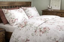 Image of Cabbages & Roses QUEEN Floral Duvet Cover Set  Constance Russet Shams White Pink