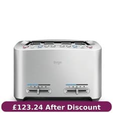 Image of Sage The Smart Toast 4-Slice Toaster BTA845 Wide Slots Brushed Aluminium.