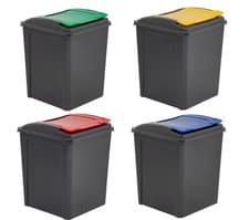 Image of Plastic Recycle Bin With Lid 25L / 50L Rubbish Dustbin Kitchen Garden Waste Bin