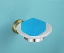 Image of Brushed Nickel+Brushed Gold Soap Dishes Wall Mounted SUS Shower Soap Holder Set