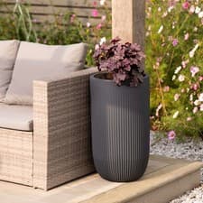 Image of Tall Round Planter 76L Large Graphite Plant Pot Indoor Outdoor Garden Patio