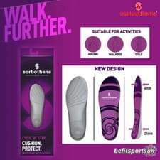 Image of SORBOTHANE CUSH N STEP INSOLES SHOCK ABSORBENT FOOT PAIN CUSHIONED SHOE INSERTS