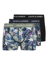 Image of Jack & Jones Jacbrady Flower 3 Pack Cotton Stretch Trunks - Black / Multi Print