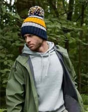 Image of Beechfield Hygge Striped Beanie Hat Warm Mens Womens Winter Cap