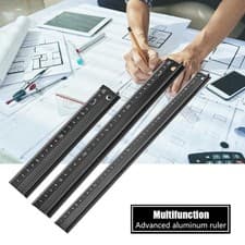 Image of 20/30/45cm Raised Grip Aluminium Ruler Cutting Ruler Metal Craft Safety Ruler