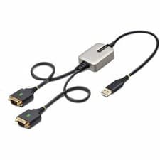 Image of Startech 2Ft/60Cm 2-Port Usb To Serial Adapter Cable Com Retention Ftdi Db9 Rs23