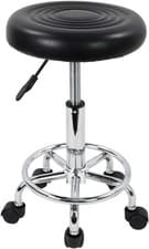 Image of KKTONER PU Leather Round Rolling Stool with Foot Rest Swivel Height Adjustment
